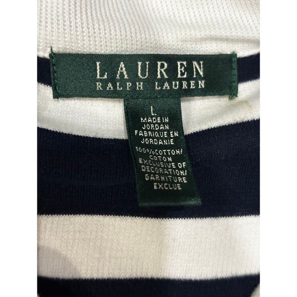 Lauren Ralph Lauren Navy & White Striped Rope Toggle Cardigan SZ L - Picture 3 of 5